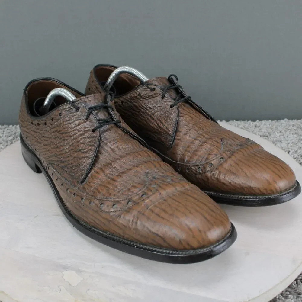 Allen Edmonds Nassau Sharkskin Mens 14 AAA Brown Leather Oxford Dress - Picture 2 of 10